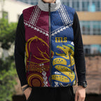 Custom Rugby Broncos and Eels Sleeveless Puffer Jacket 2026 Together Aboriginal Polynesian Pattern