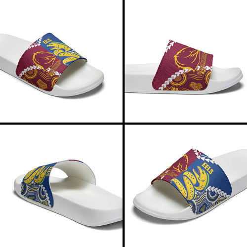 Rugby Broncos and Eels Slide Sandals 2026 Together Aboriginal Polynesian Pattern