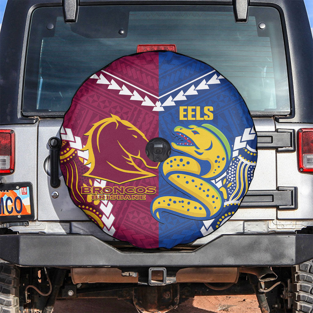 Rugby Broncos and Eels Spare Tire Cover 2026 Together Aboriginal Polynesian Pattern