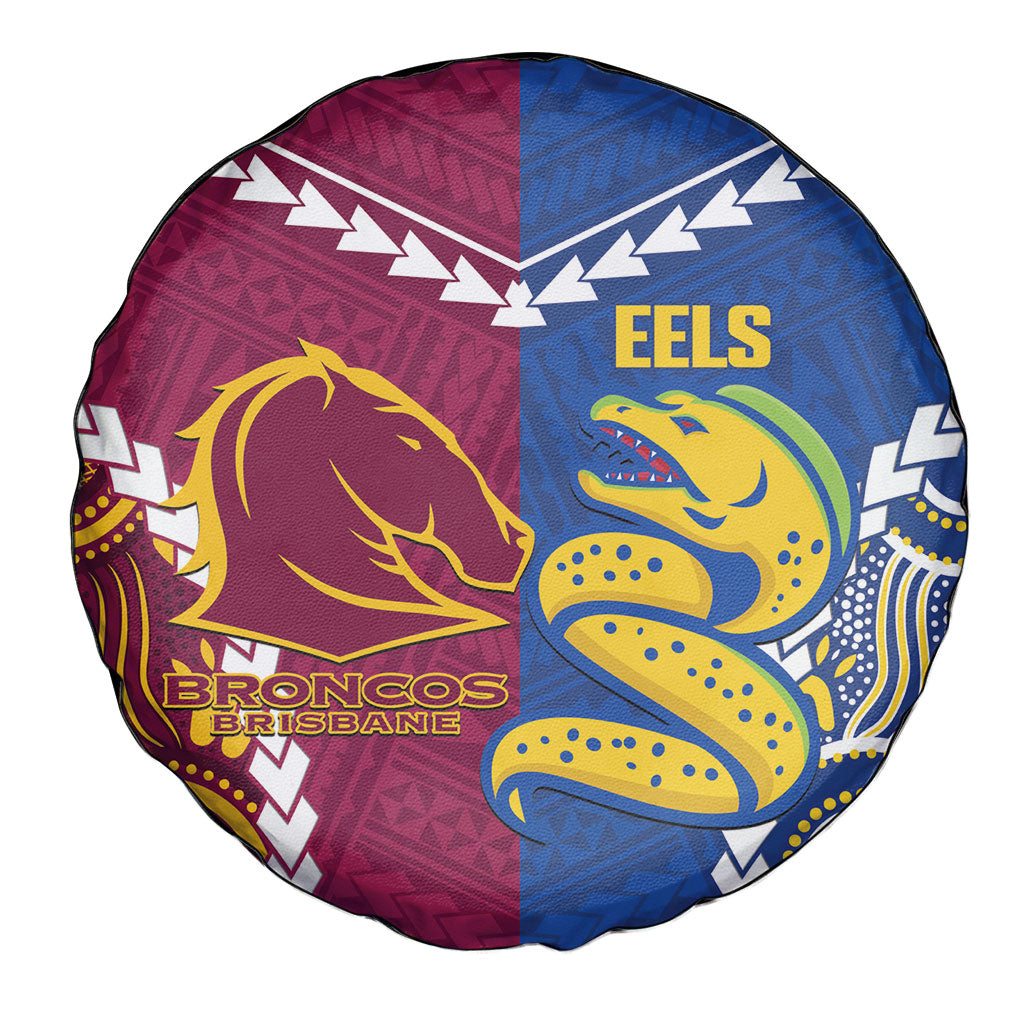 Rugby Broncos and Eels Spare Tire Cover 2026 Together Aboriginal Polynesian Pattern