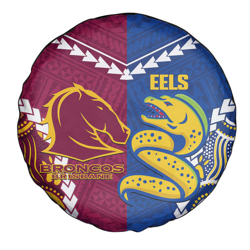 Rugby Broncos and Eels Spare Tire Cover 2026 Together Aboriginal Polynesian Pattern