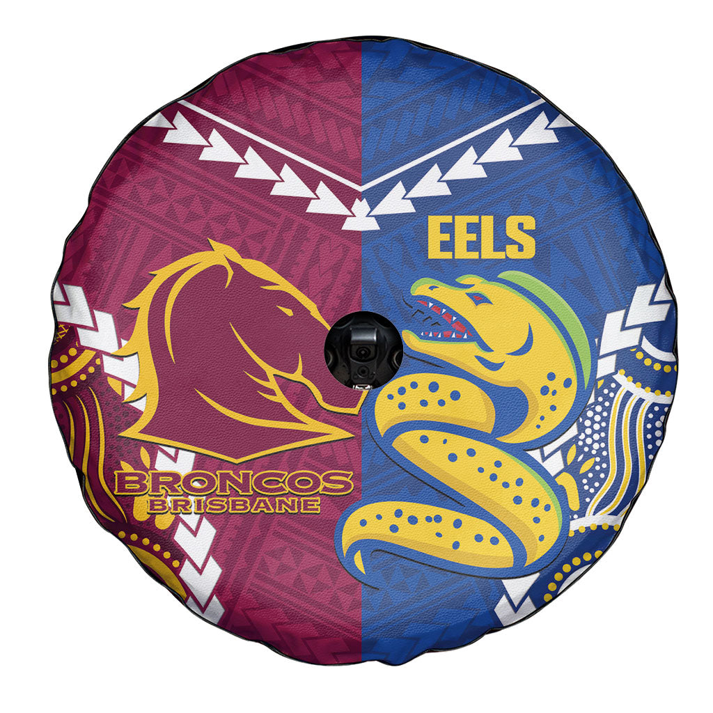 Rugby Broncos and Eels Spare Tire Cover 2026 Together Aboriginal Polynesian Pattern