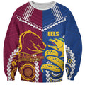 Custom Rugby Broncos and Eels Sweatshirt 2026 Together Aboriginal Polynesian Pattern