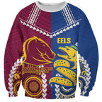 Custom Rugby Broncos and Eels Sweatshirt 2026 Together Aboriginal Polynesian Pattern