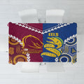 Rugby Broncos and Eels Tablecloth 2026 Together Aboriginal Polynesian Pattern