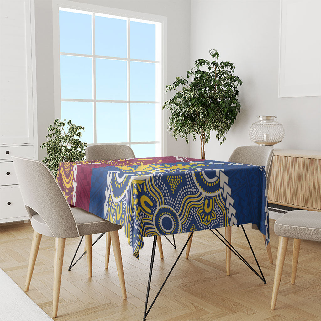 Rugby Broncos and Eels Tablecloth 2026 Together Aboriginal Polynesian Pattern