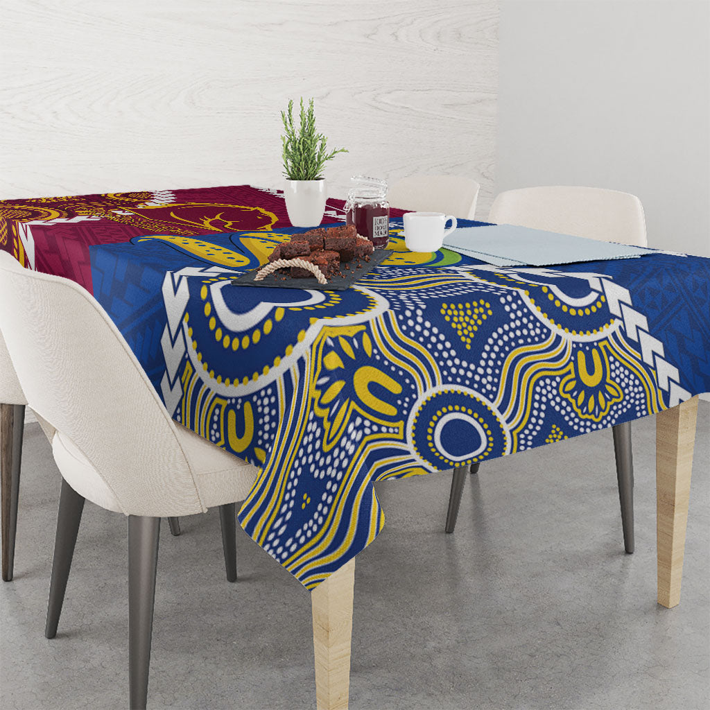 Rugby Broncos and Eels Tablecloth 2026 Together Aboriginal Polynesian Pattern