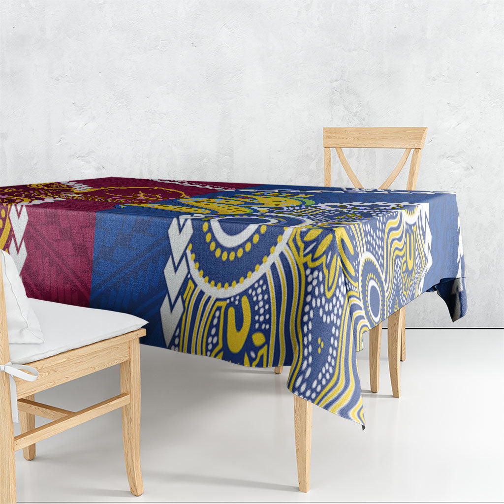 Rugby Broncos and Eels Tablecloth 2026 Together Aboriginal Polynesian Pattern