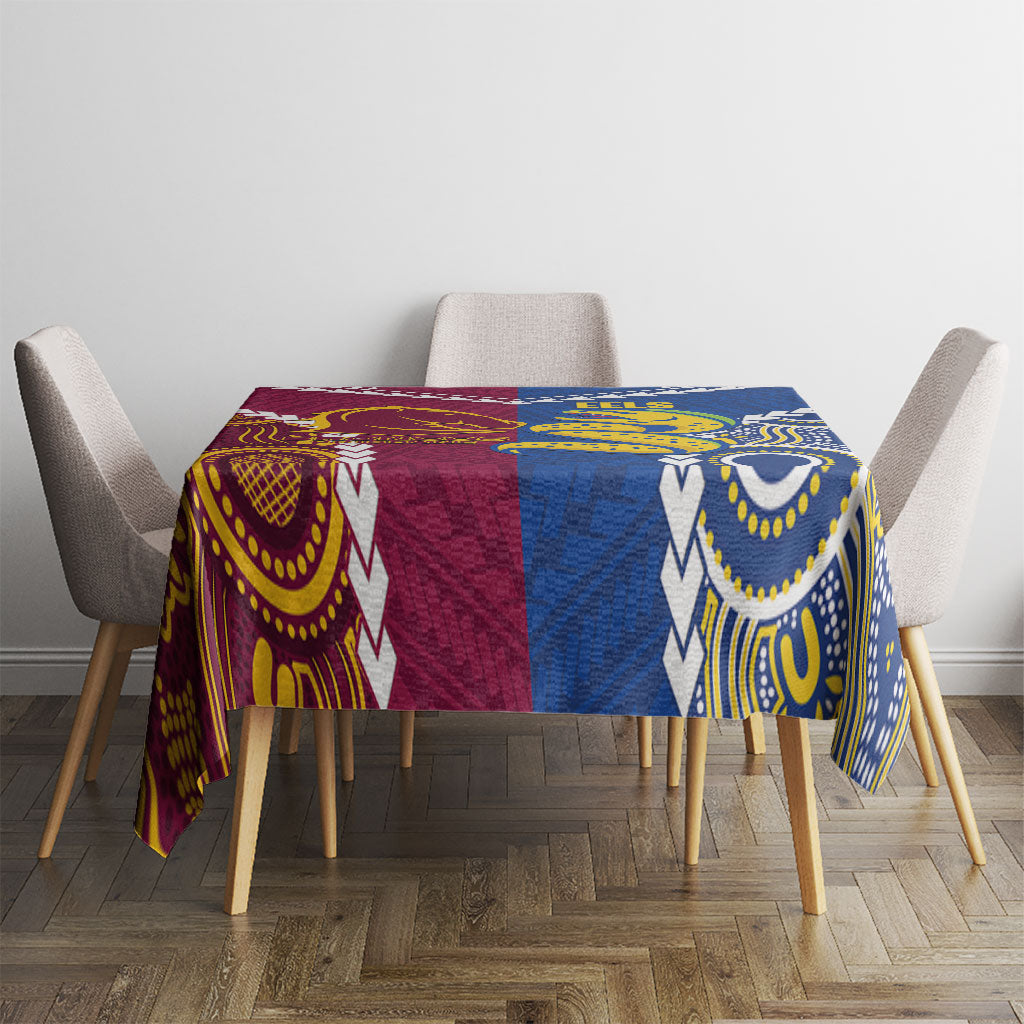 Rugby Broncos and Eels Tablecloth 2026 Together Aboriginal Polynesian Pattern