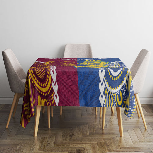Rugby Broncos and Eels Tablecloth 2026 Together Aboriginal Polynesian Pattern