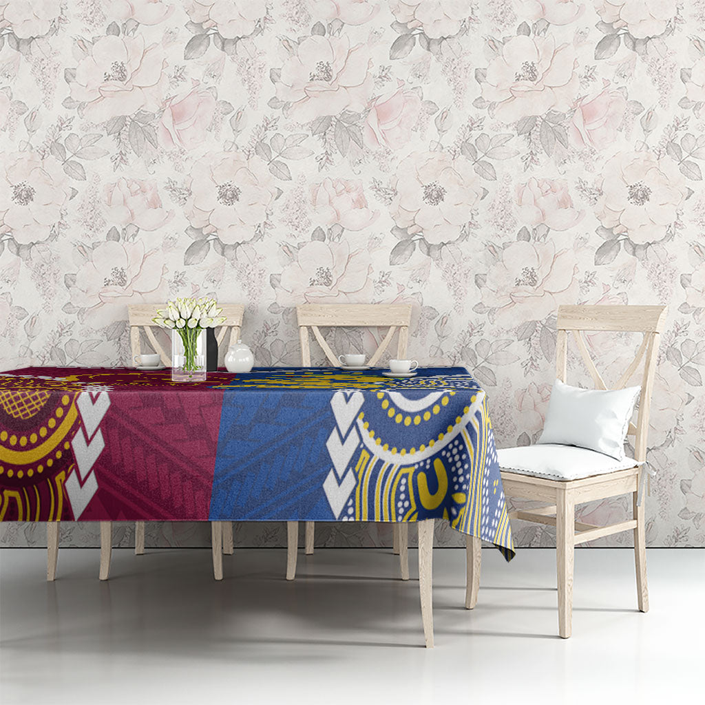 Rugby Broncos and Eels Tablecloth 2026 Together Aboriginal Polynesian Pattern