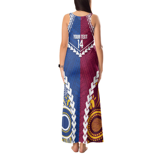 Custom Rugby Broncos and Eels Tank Maxi Dress 2026 Together Aboriginal Polynesian Pattern
