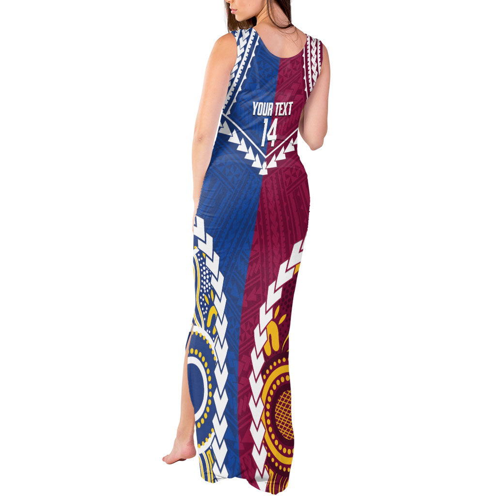 Custom Rugby Broncos and Eels Tank Maxi Dress 2026 Together Aboriginal Polynesian Pattern