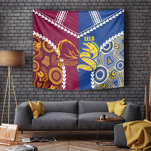Rugby Broncos and Eels Tapestry 2026 Together Aboriginal Polynesian Pattern