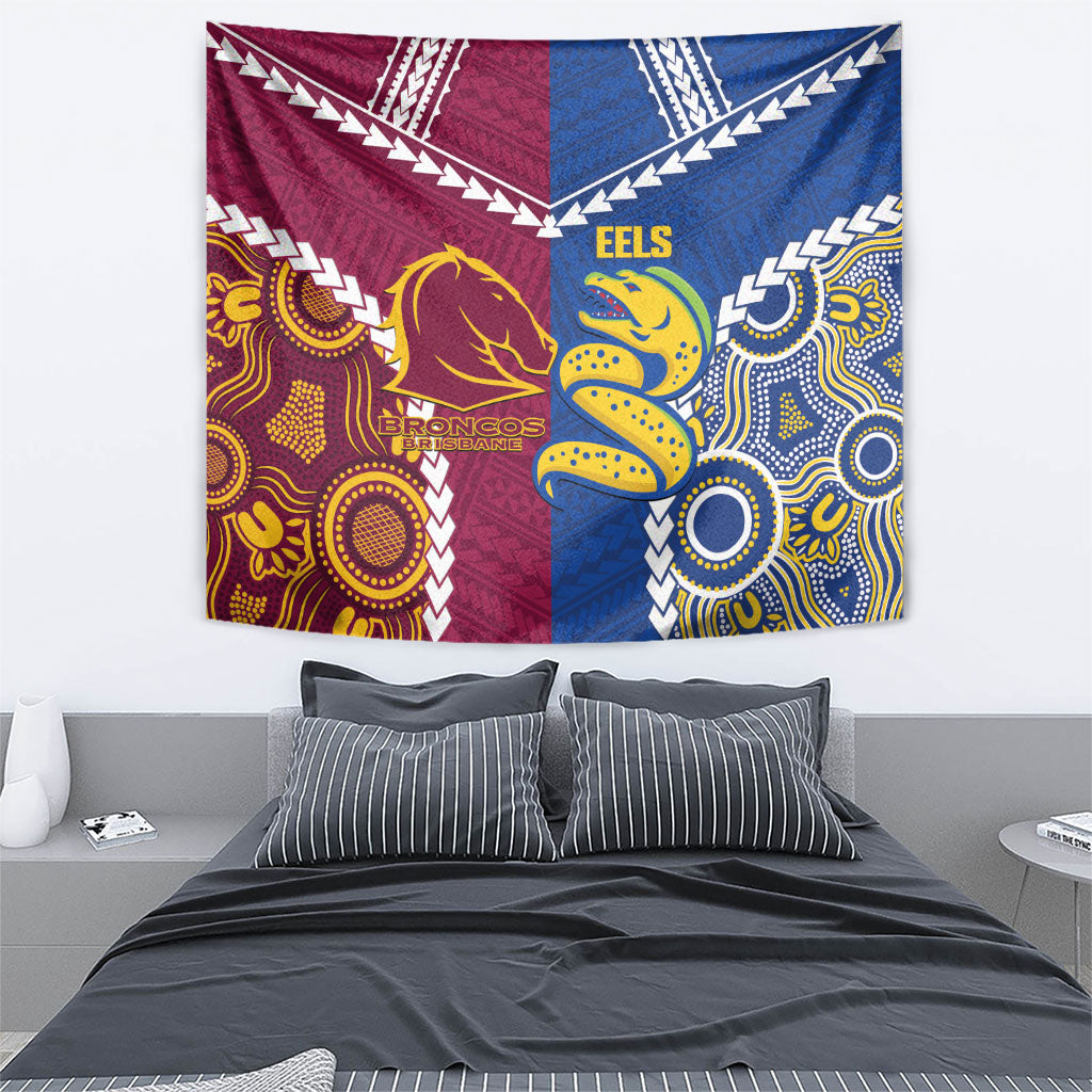 Rugby Broncos and Eels Tapestry 2026 Together Aboriginal Polynesian Pattern