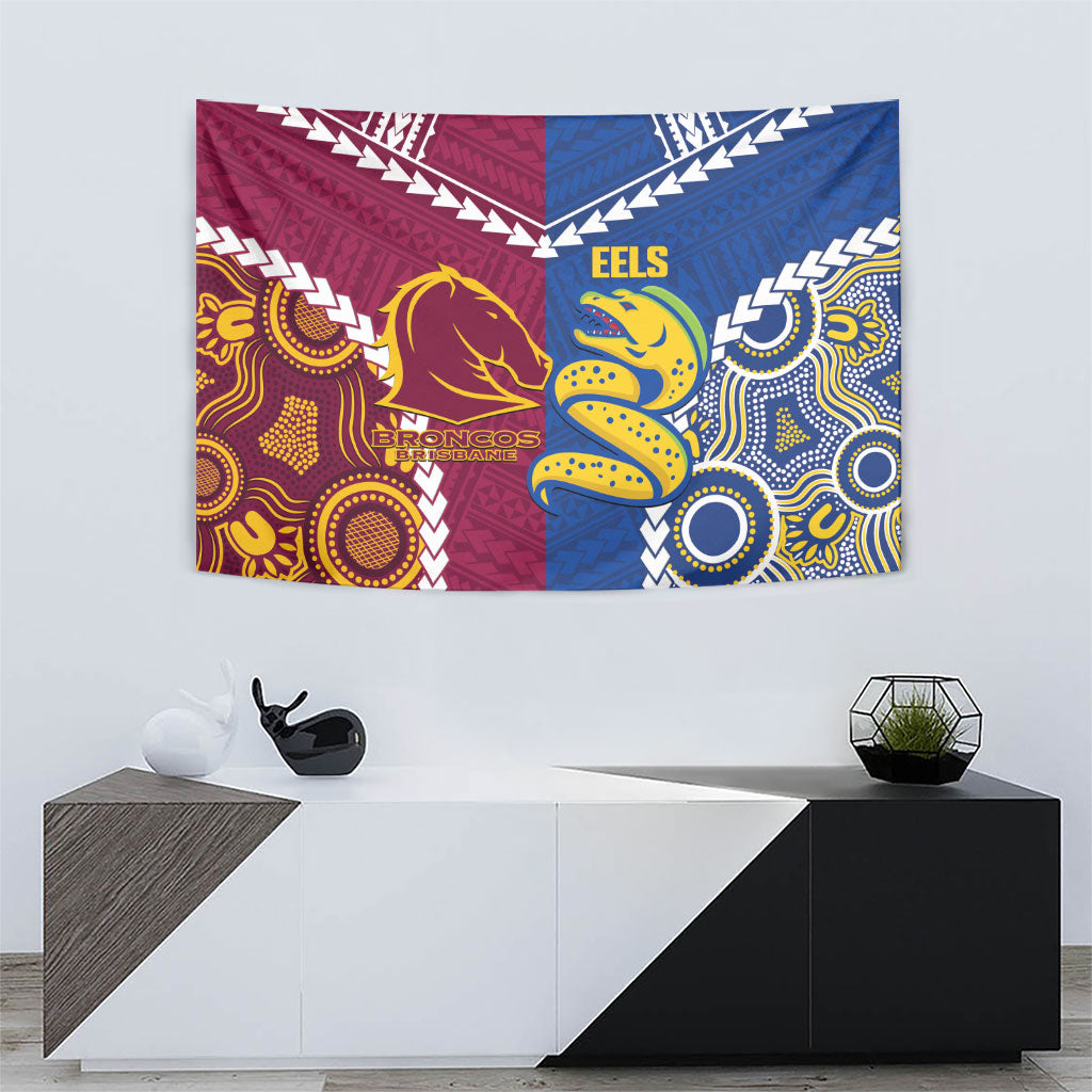 Rugby Broncos and Eels Tapestry 2026 Together Aboriginal Polynesian Pattern