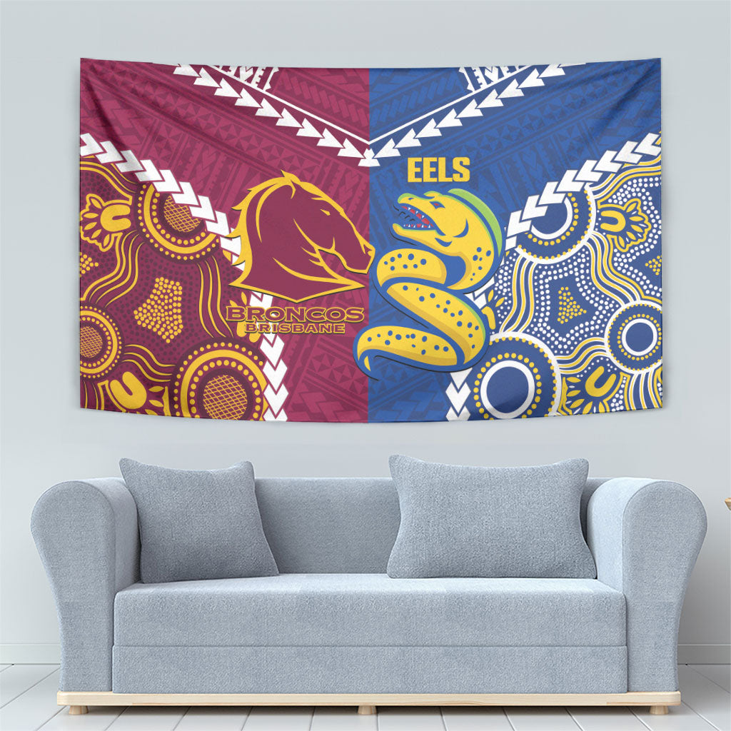 Rugby Broncos and Eels Tapestry 2026 Together Aboriginal Polynesian Pattern