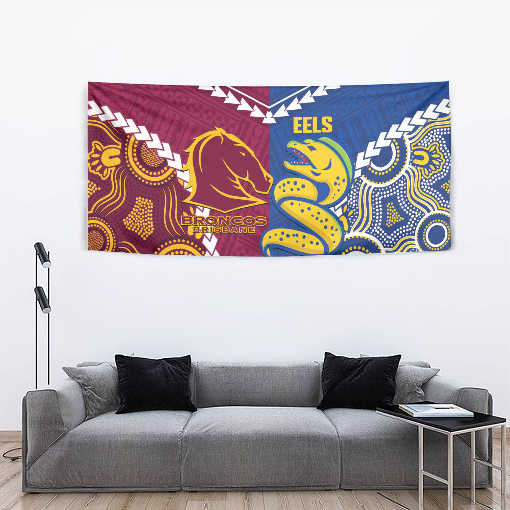 Rugby Broncos and Eels Tapestry 2026 Together Aboriginal Polynesian Pattern