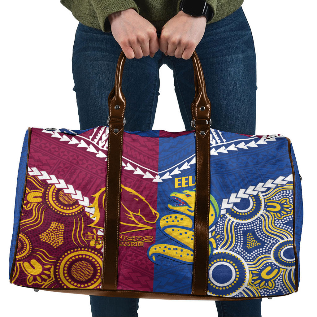 Rugby Broncos and Eels Travel Bag 2026 Together Aboriginal Polynesian Pattern