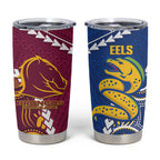 Custom Rugby Broncos and Eels Tumbler Cup 2026 Together Aboriginal Polynesian Pattern