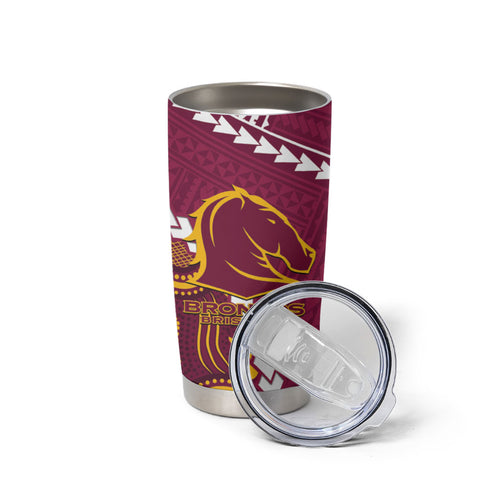 Custom Rugby Broncos and Eels Tumbler Cup 2026 Together Aboriginal Polynesian Pattern