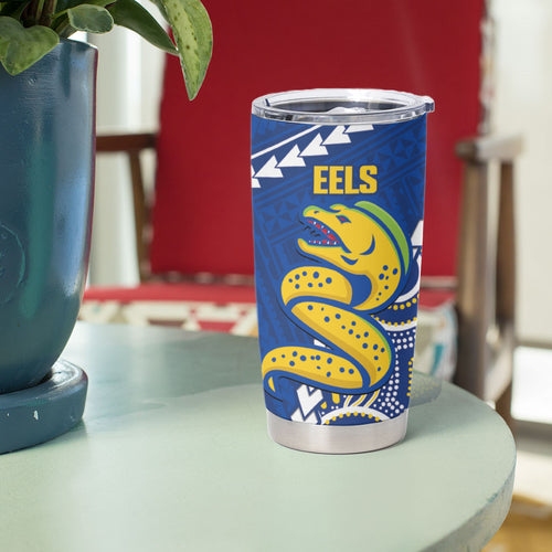 Custom Rugby Broncos and Eels Tumbler Cup 2026 Together Aboriginal Polynesian Pattern