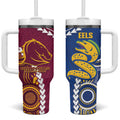 Custom Rugby Broncos and Eels Tumbler With Handle 2026 Together Aboriginal Polynesian Pattern