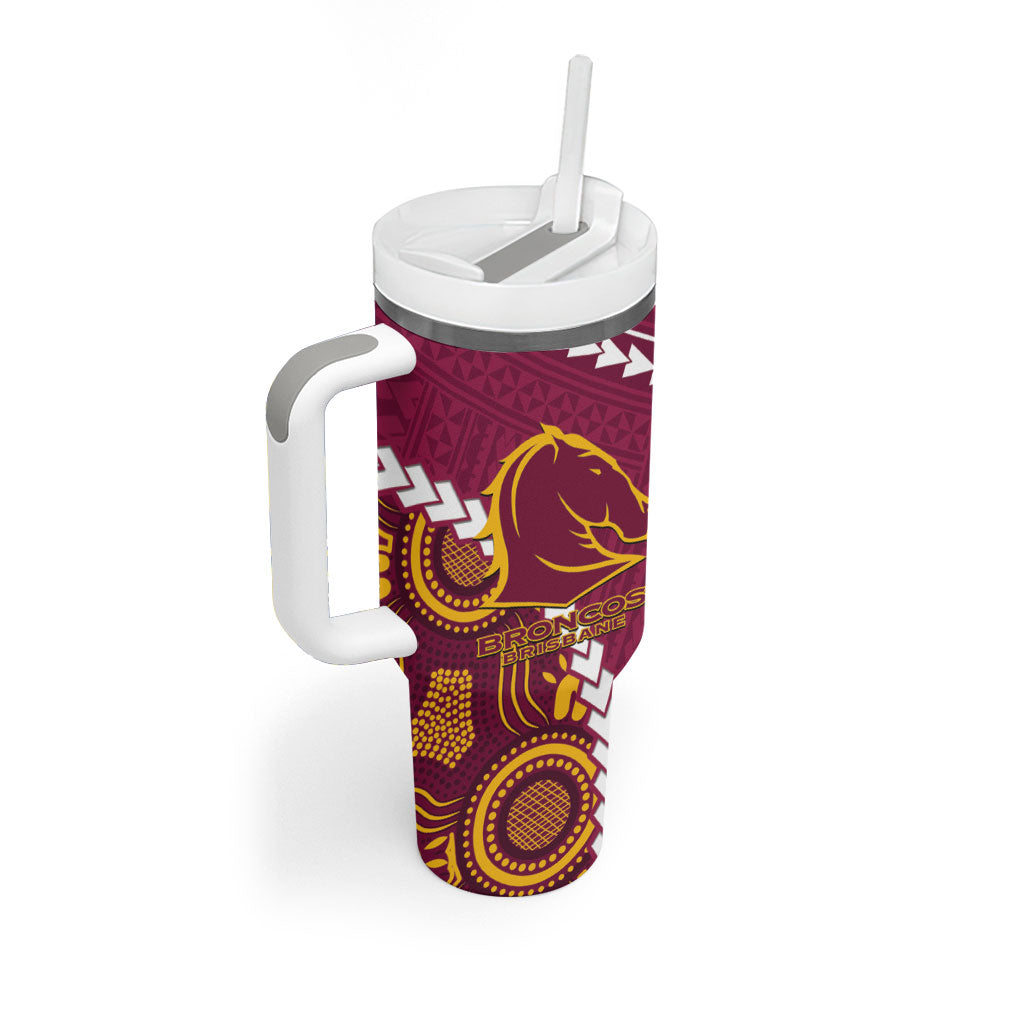 Custom Rugby Broncos and Eels Tumbler With Handle 2026 Together Aboriginal Polynesian Pattern