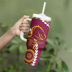 Custom Rugby Broncos and Eels Tumbler With Handle 2026 Together Aboriginal Polynesian Pattern