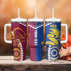 Custom Rugby Broncos and Eels Tumbler With Handle 2026 Together Aboriginal Polynesian Pattern