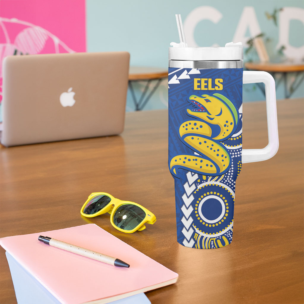 Custom Rugby Broncos and Eels Tumbler With Handle 2026 Together Aboriginal Polynesian Pattern