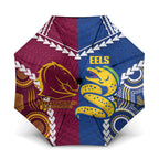 Rugby Broncos and Eels Umbrella 2026 Together Aboriginal Polynesian Pattern