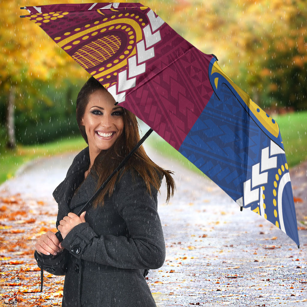 Rugby Broncos and Eels Umbrella 2026 Together Aboriginal Polynesian Pattern