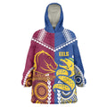 Custom Rugby Broncos and Eels Wearable Blanket Hoodie 2026 Together Aboriginal Polynesian Pattern
