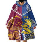 Custom Rugby Broncos and Eels Wearable Blanket Hoodie 2026 Together Aboriginal Polynesian Pattern