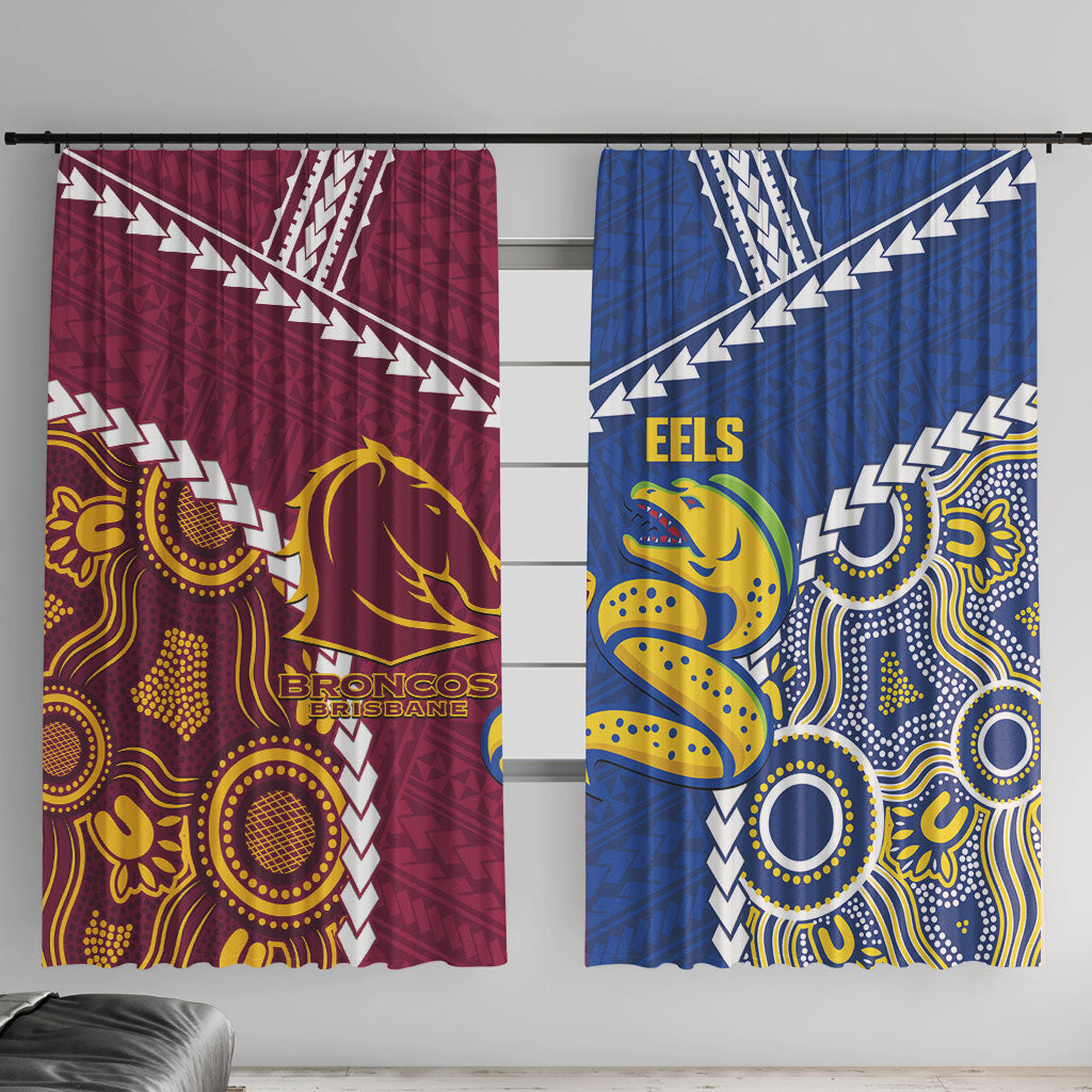 Rugby Broncos and Eels Window Curtain 2026 Together Aboriginal Polynesian Pattern