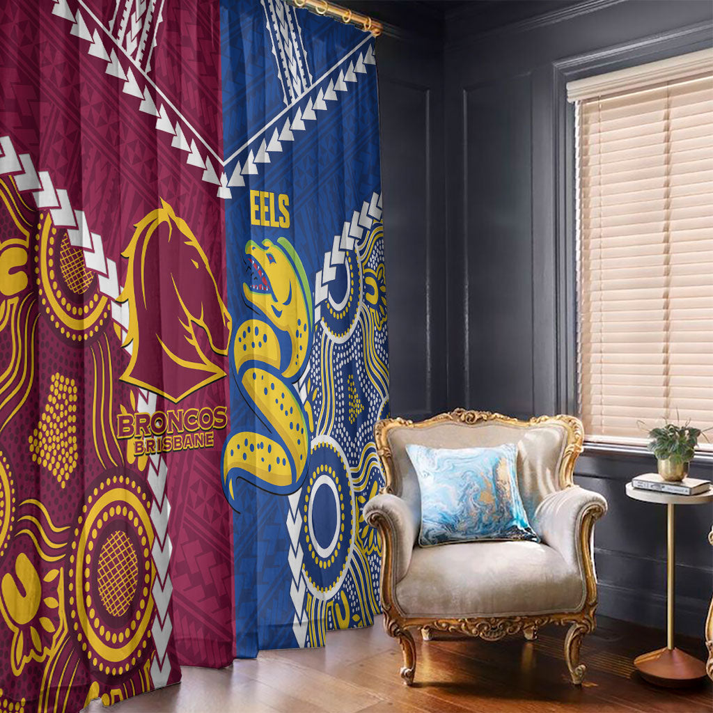 Rugby Broncos and Eels Window Curtain 2026 Together Aboriginal Polynesian Pattern