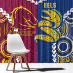 Rugby Broncos and Eels Window Curtain 2026 Together Aboriginal Polynesian Pattern