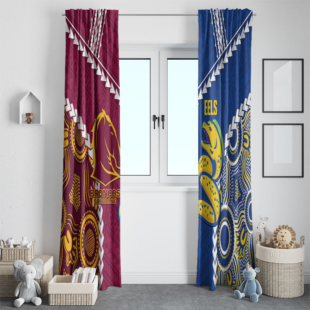 Rugby Broncos and Eels Window Curtain 2026 Together Aboriginal Polynesian Pattern
