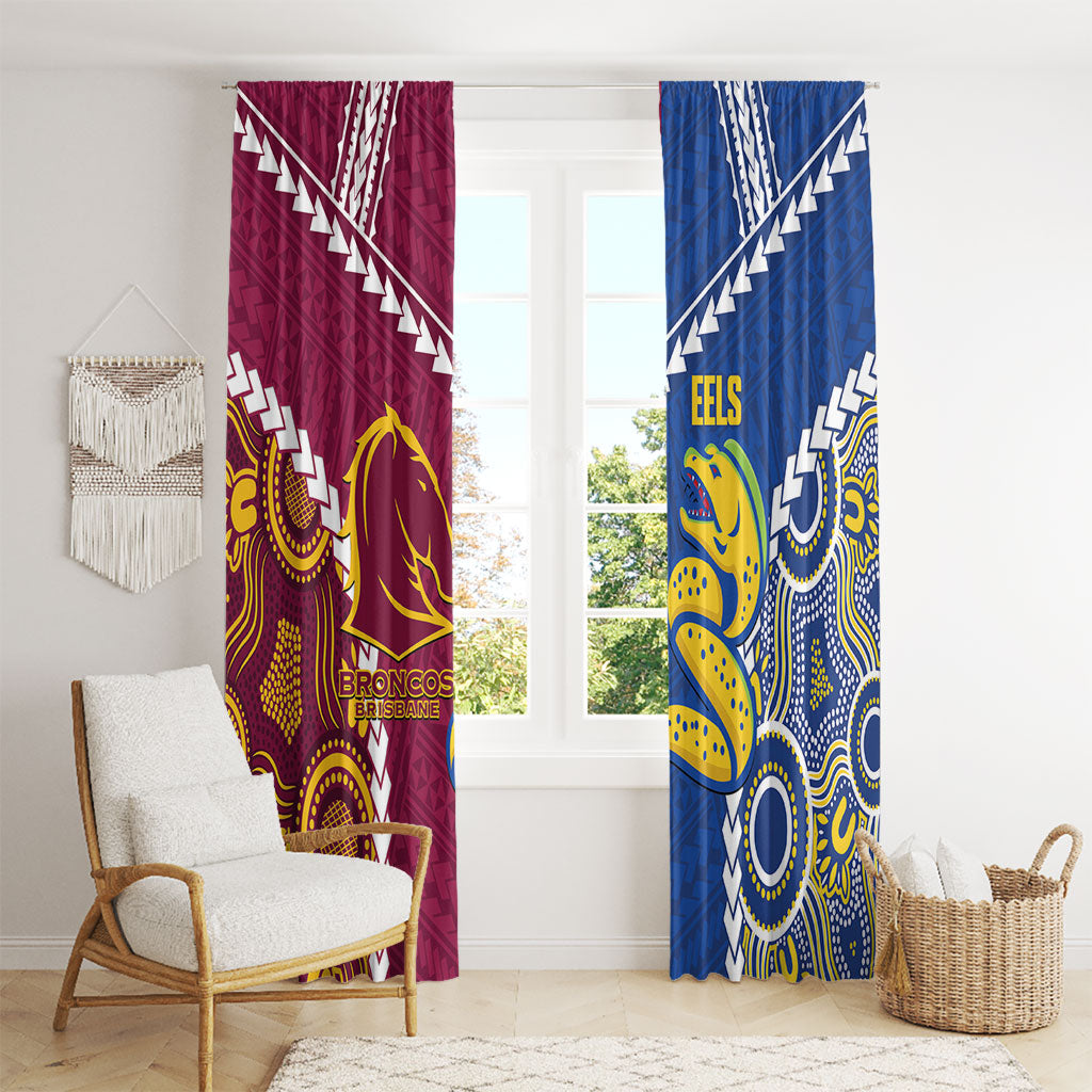 Rugby Broncos and Eels Window Curtain 2026 Together Aboriginal Polynesian Pattern