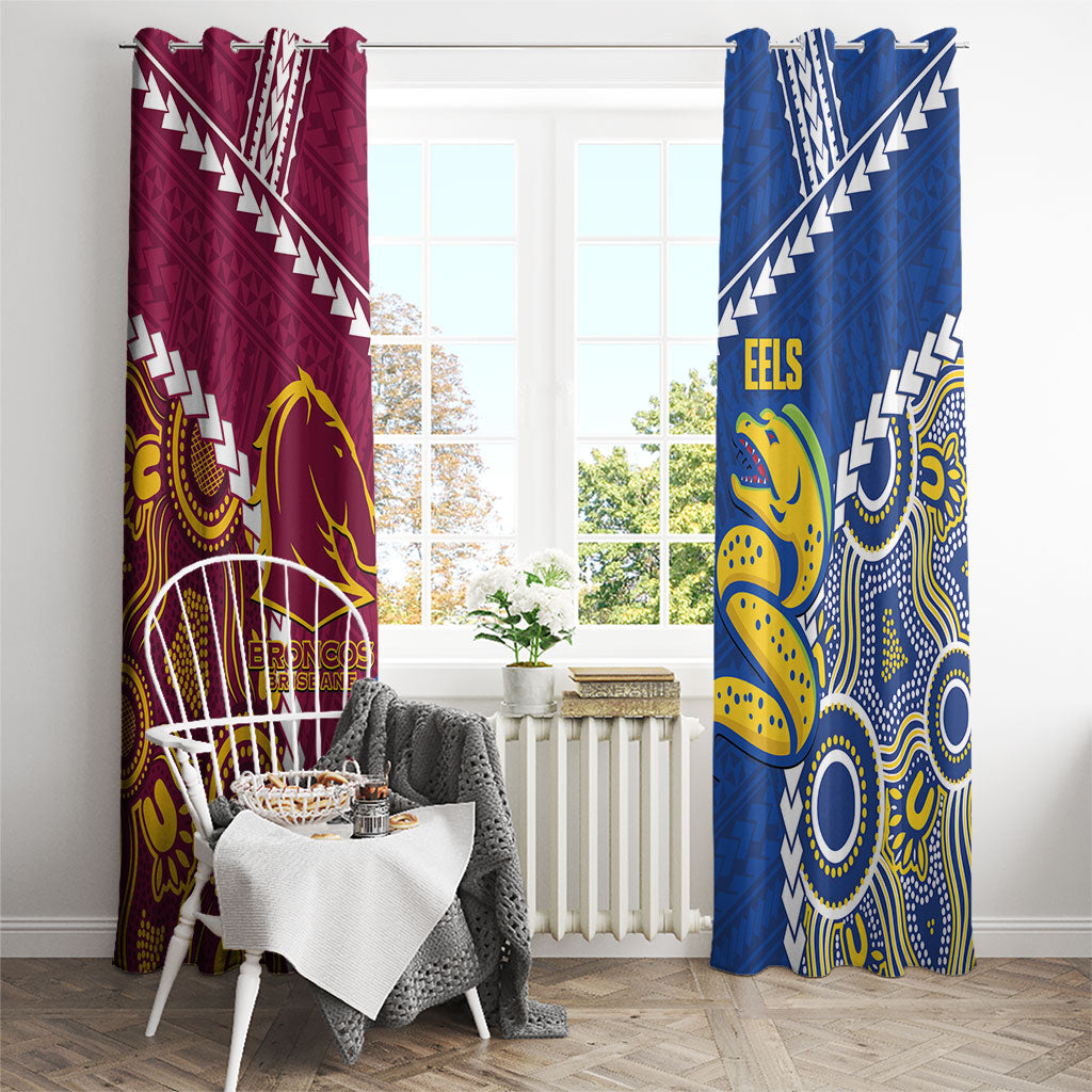 Rugby Broncos and Eels Window Curtain 2026 Together Aboriginal Polynesian Pattern