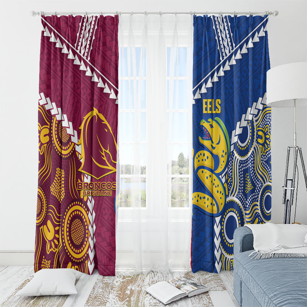 Rugby Broncos and Eels Window Curtain 2026 Together Aboriginal Polynesian Pattern