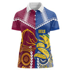 Custom Rugby Broncos and Eels Women Polo Shirt 2026 Together Aboriginal Polynesian Pattern