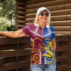 Custom Rugby Broncos and Eels Women Polo Shirt 2026 Together Aboriginal Polynesian Pattern