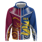 Custom Rugby Broncos and Eels Zip Hoodie 2026 Together Aboriginal Polynesian Pattern