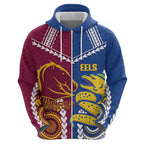 Custom Rugby Broncos and Eels Zip Hoodie 2026 Together Aboriginal Polynesian Pattern