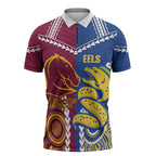 Custom Rugby Broncos and Eels Zipper Polo Shirt 2026 Together Aboriginal Polynesian Pattern