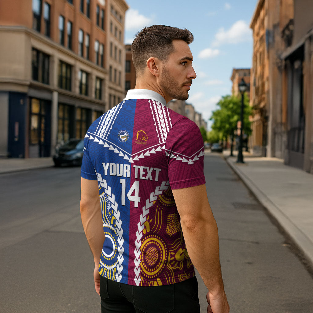 Custom Rugby Broncos and Eels Zipper Polo Shirt 2026 Together Aboriginal Polynesian Pattern