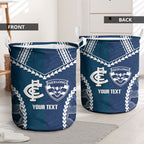 Custom Football Cats and Blues Laundry Basket 2026 Together Aboriginal Polynesian Pattern