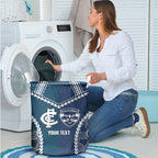 Custom Football Cats and Blues Laundry Basket 2026 Together Aboriginal Polynesian Pattern